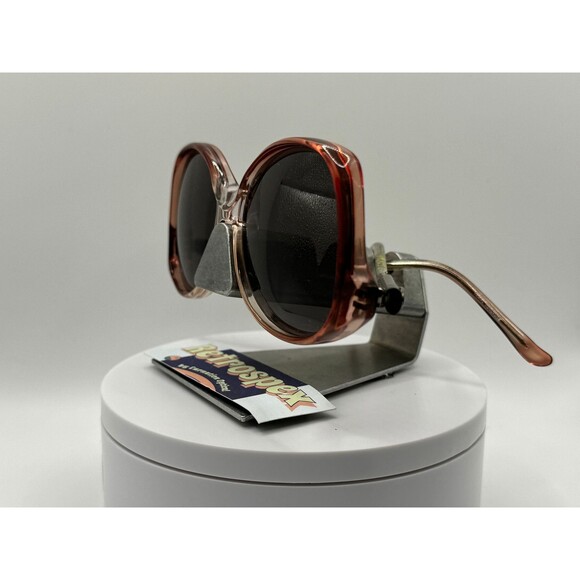 Vintage Oversize Sunglasses NOS Drop Temple Grey Lens Brown Fade Frame Diplomat - Picture 9 of 10